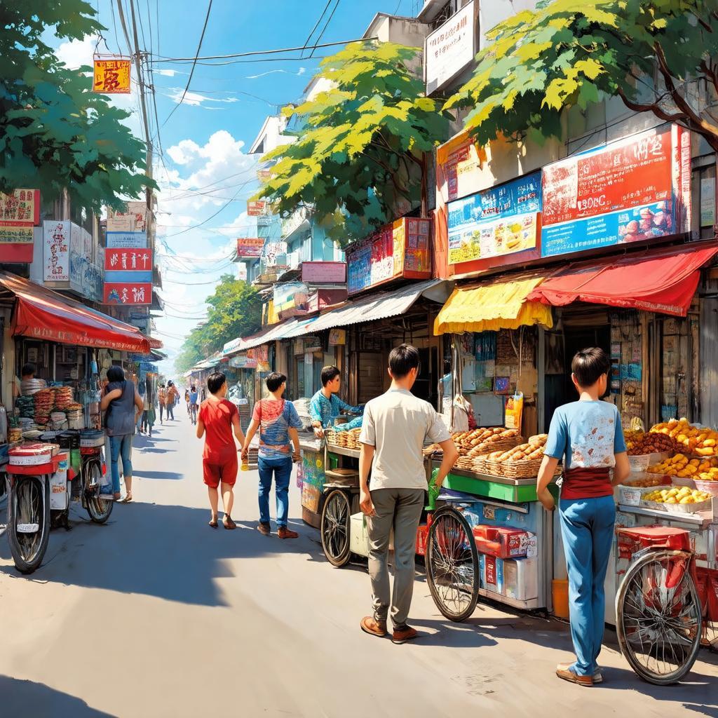 Minh họa các tiện ích phổ biến như quán ăn, cửa hàng trên Đường Đình Hội Thủ Đức phản ánh đời sống địa phương